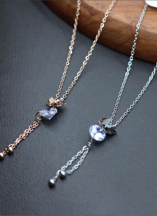 Set Of 2 Stone Studded Short Pendant Chain